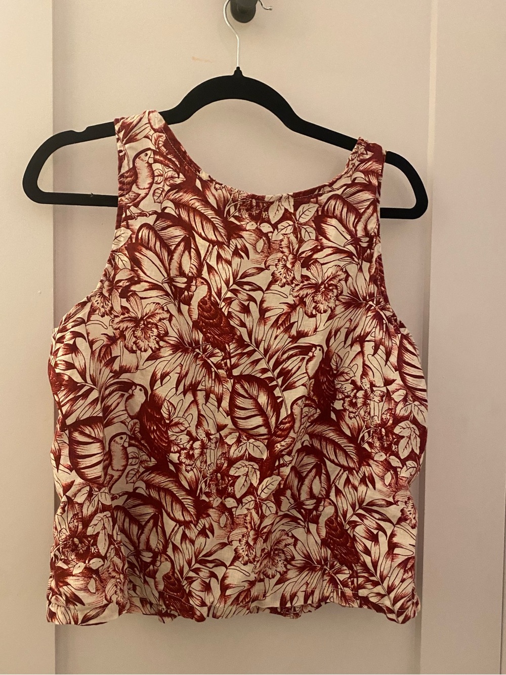 Rachel Zoe Tropical Botanical Print Linen Tank Top XL - Picture 2 of 4